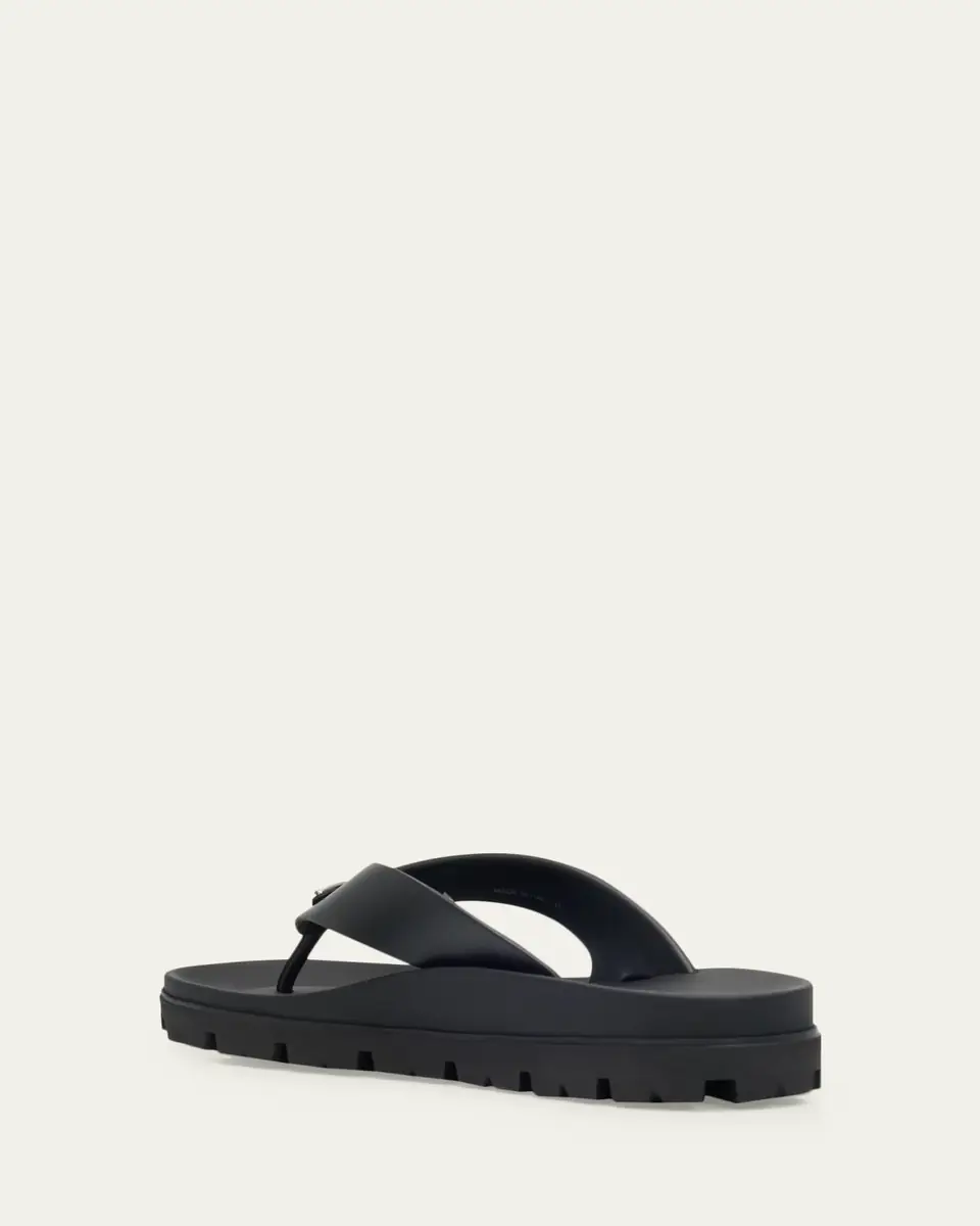 Prada Men's Enameled Triangle Logo Rubber Thong Sandals | Thumbnail 4