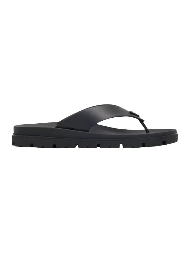 Men's Enameled Triangle Logo Rubber Thong Sandals