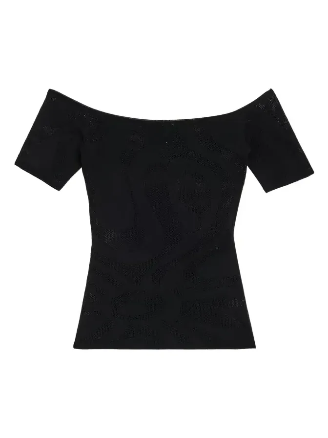 Marmo Jacquard Short-Sleeve Top