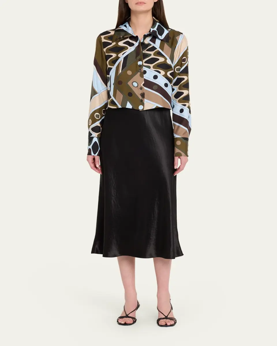 Pucci Vivara Silk Twill Crop Button-Down Shirt | Thumbnail 2 Pucci Vivara Silk Twill Crop Button-Down Shirt | Thumbnail 2