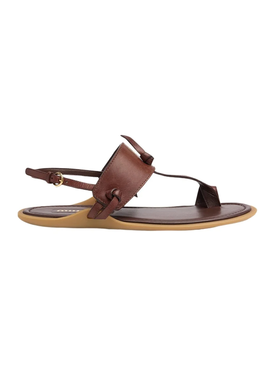 Miu Miu Infradito Knotted Leather Toe-Ring Sandals