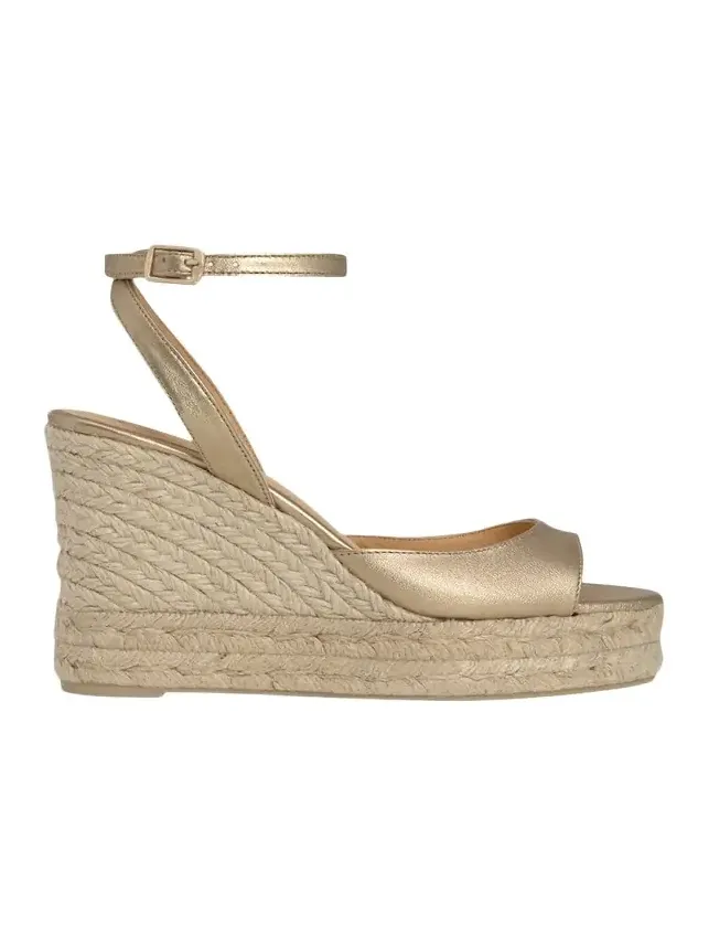 AGS X CASTANER 110mm Brook Metallic Leather Platform Espadrille Sandals