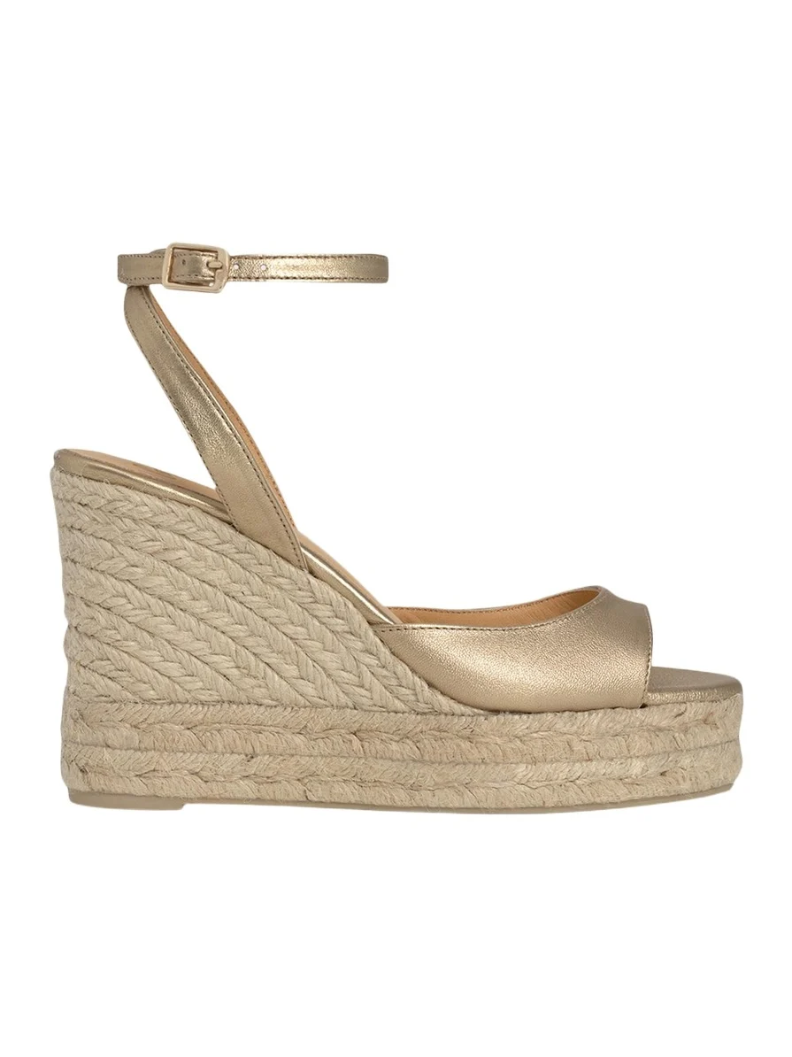 AGS X CASTANER 110mm Brook Metallic Leather Platform Espadrille Sandals