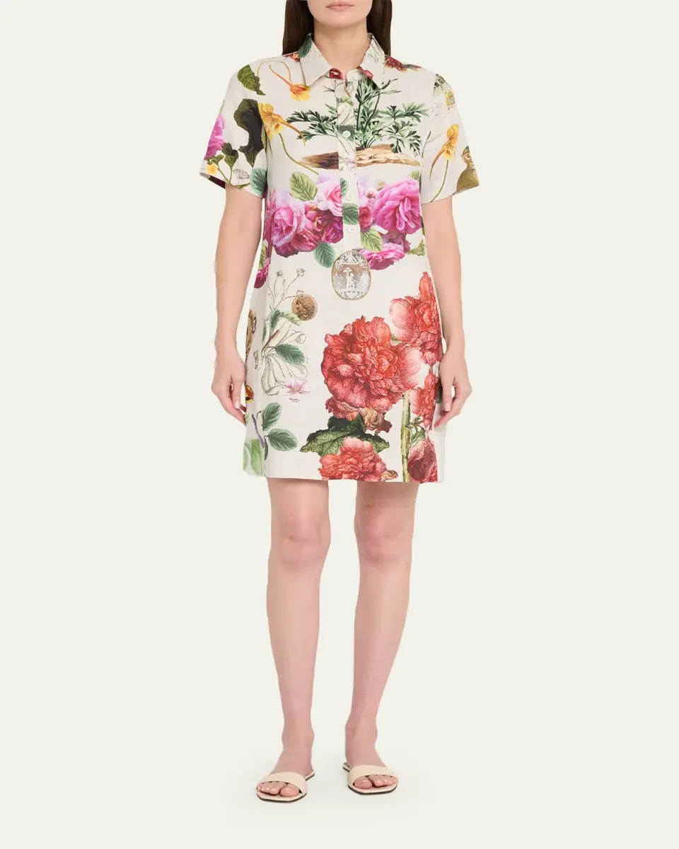 Libertine Hollyhock Preppy Short-Sleeve Mini Shirtdress | Thumbnail 2