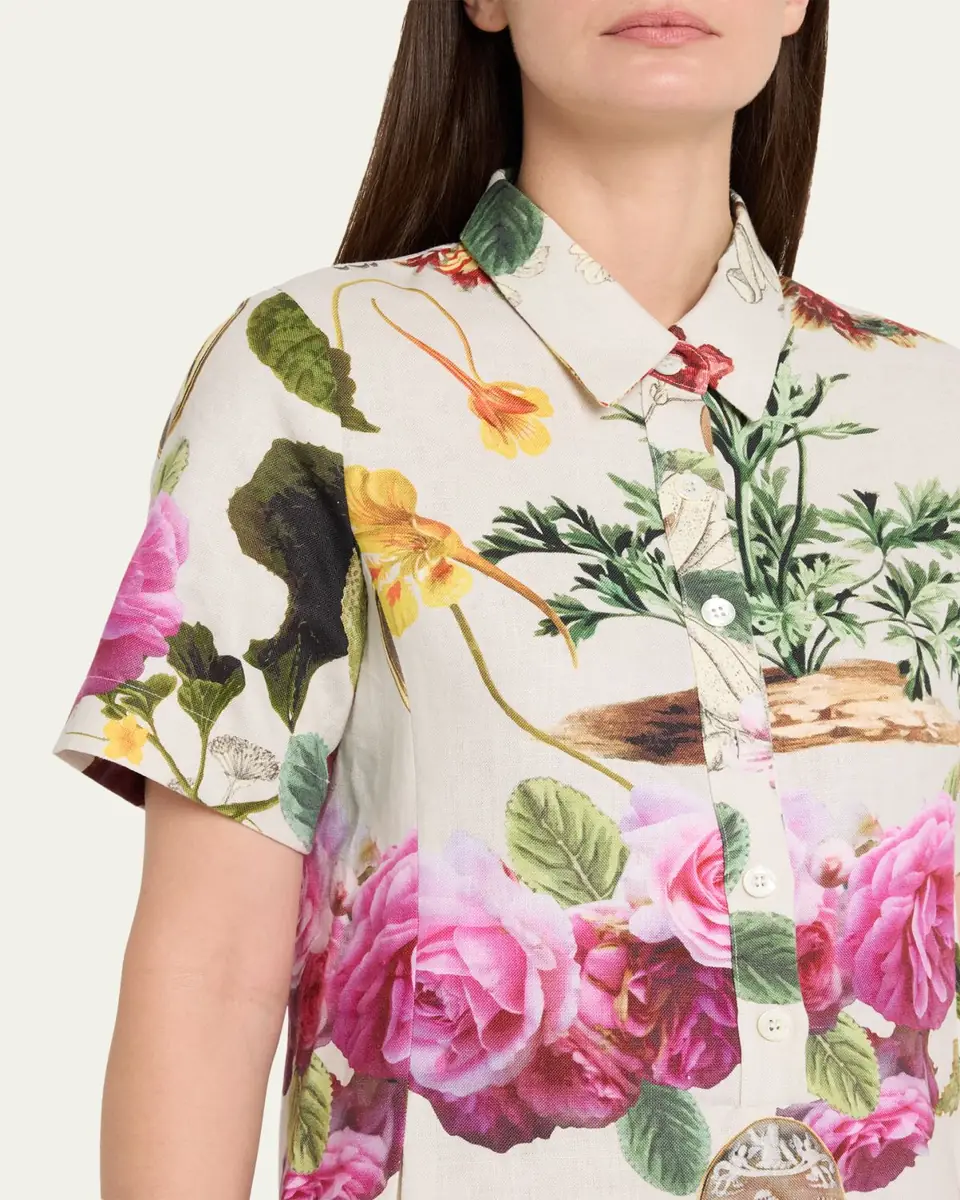 Libertine Hollyhock Preppy Short-Sleeve Mini Shirtdress | Thumbnail 5