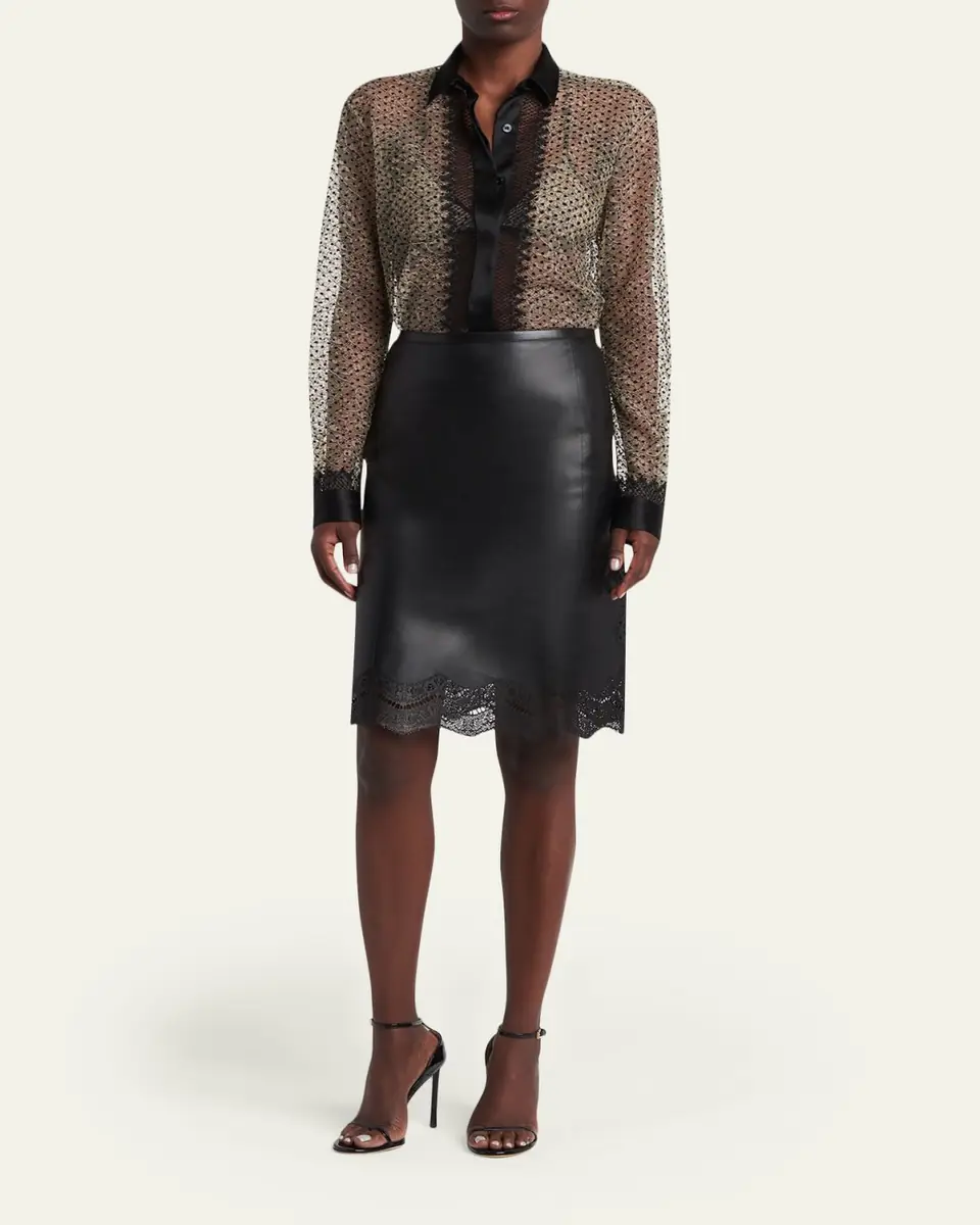 Tom Ford Lace Laser-Cut Leather Skirt | Thumbnail 2 Tom Ford Lace Laser-Cut Leather Skirt | Thumbnail 2