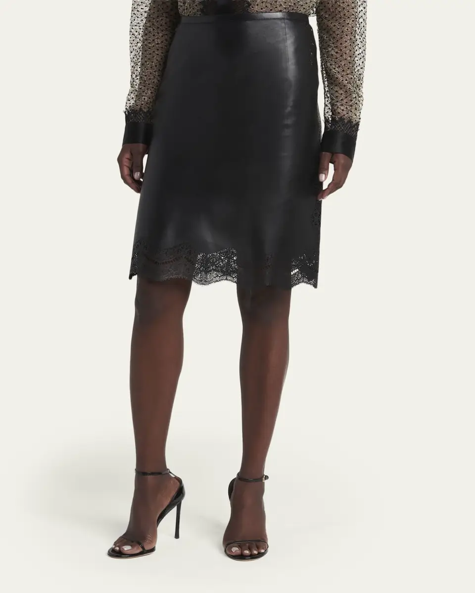 Tom Ford Lace Laser-Cut Leather Skirt | Thumbnail 4 Tom Ford Lace Laser-Cut Leather Skirt | Thumbnail 4