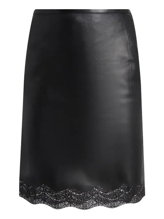 Lace Laser-Cut Leather Skirt