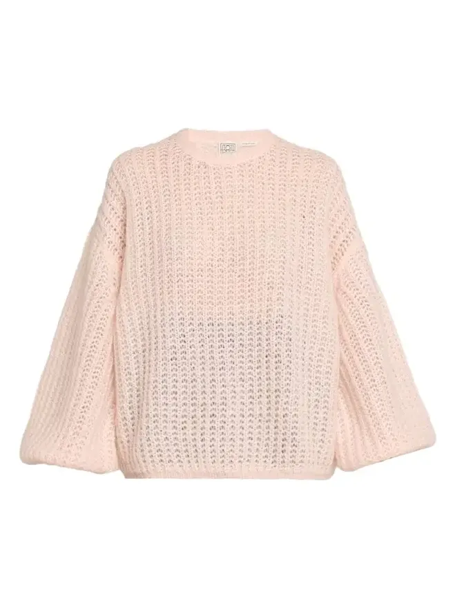 TOTEME Puffed Mohair Knit Balloon-Sleeve Sweater