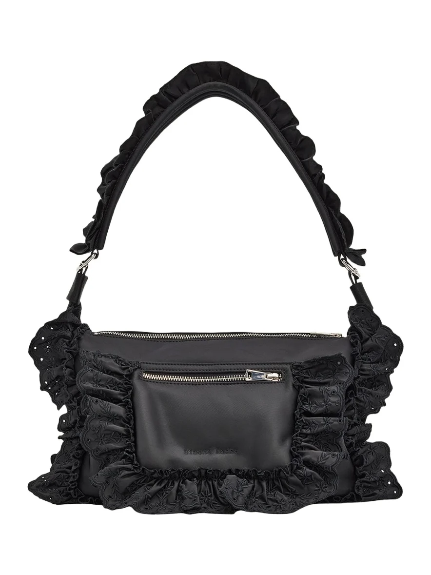Simone Rocha Pillow Embroidered Ruffle-Trim Shoulder Bag