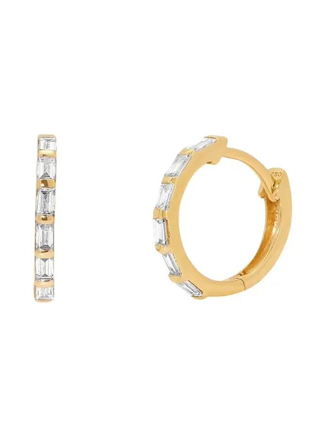 Dujour 18K Gold Diamond Baguette Hoop Earrings