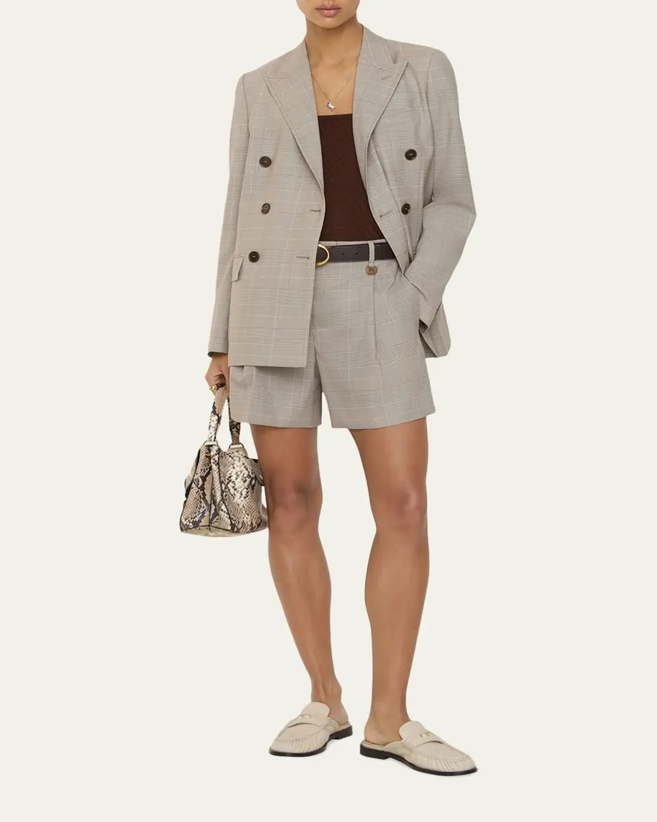 Burberry Raina Glen Plaid Wool Shorts | Thumbnail 2