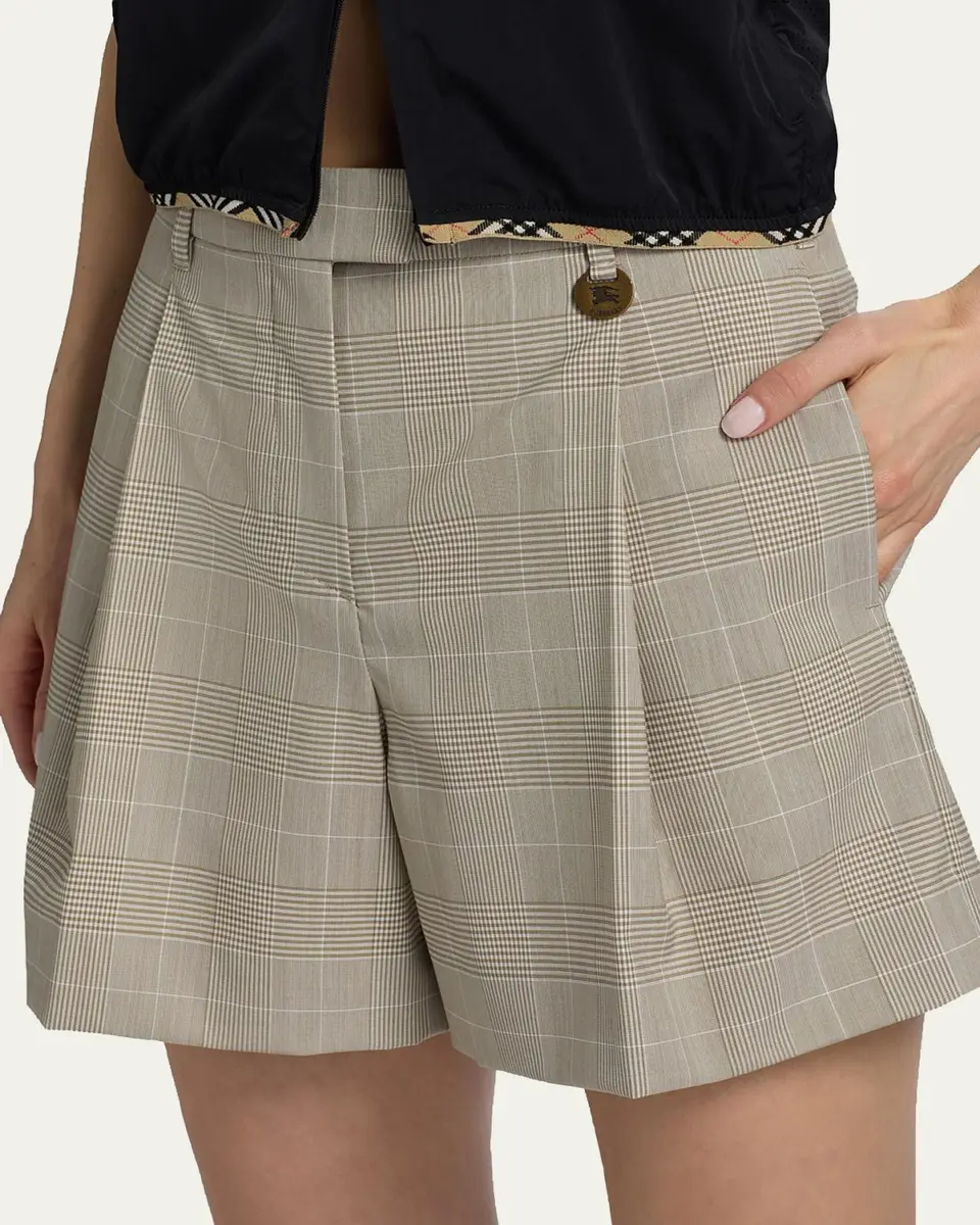 Burberry Raina Glen Plaid Wool Shorts | Thumbnail 5