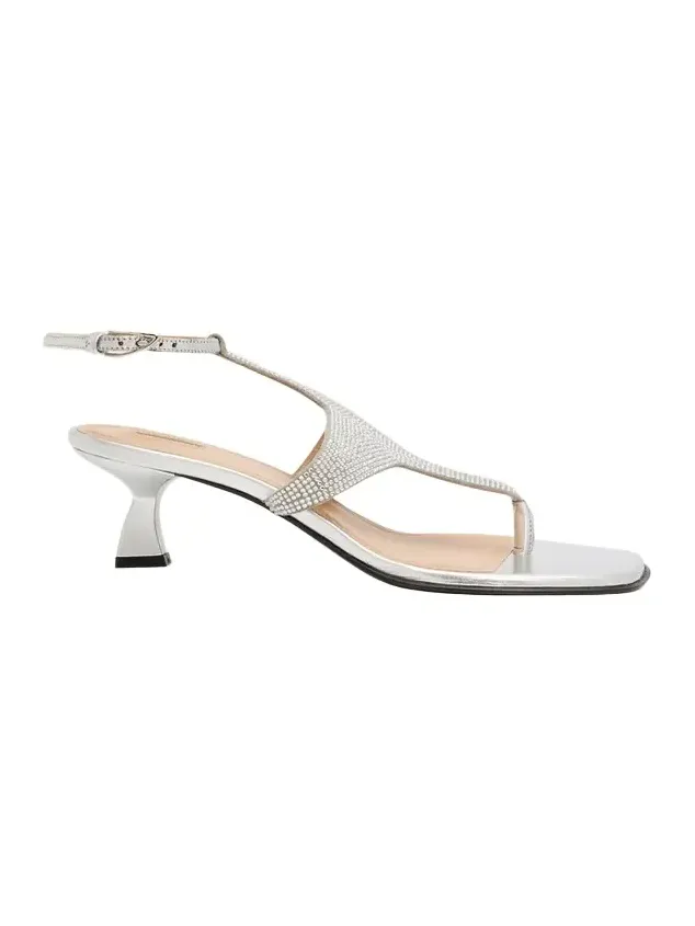 Dona Nova Embellished Metallic Leather Kitten-Heel Sandals