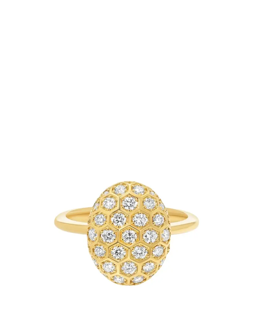 Sara Weinstock Honey Comb 18K Gold & Diamond Hexagon Ring | Image 1 Sara Weinstock Honey Comb 18K Gold & Diamond Hexagon Ring | Image 1