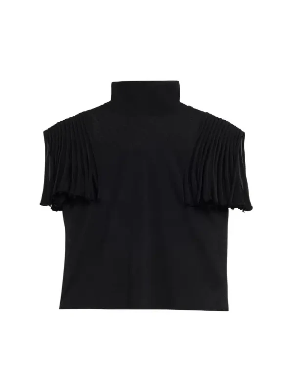 Godet-Sleeve Turtleneck Top