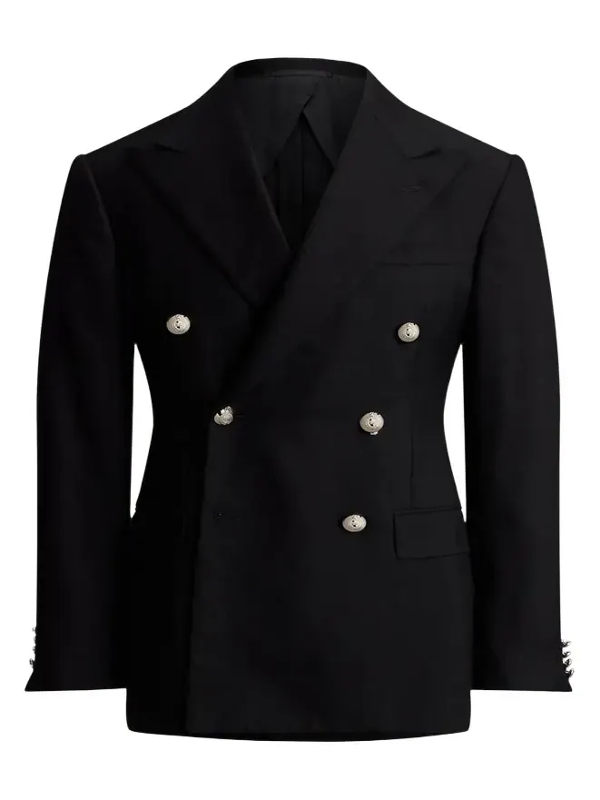 Men's Cashmere and Wool Peak Lapel Double-Breasted Blazer Men's Cashmere and Wool Peak Lapel Double-Breasted Blazer