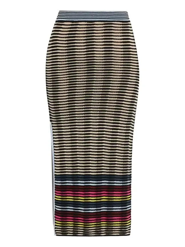 Wave Knit Midi Pencil Skirt