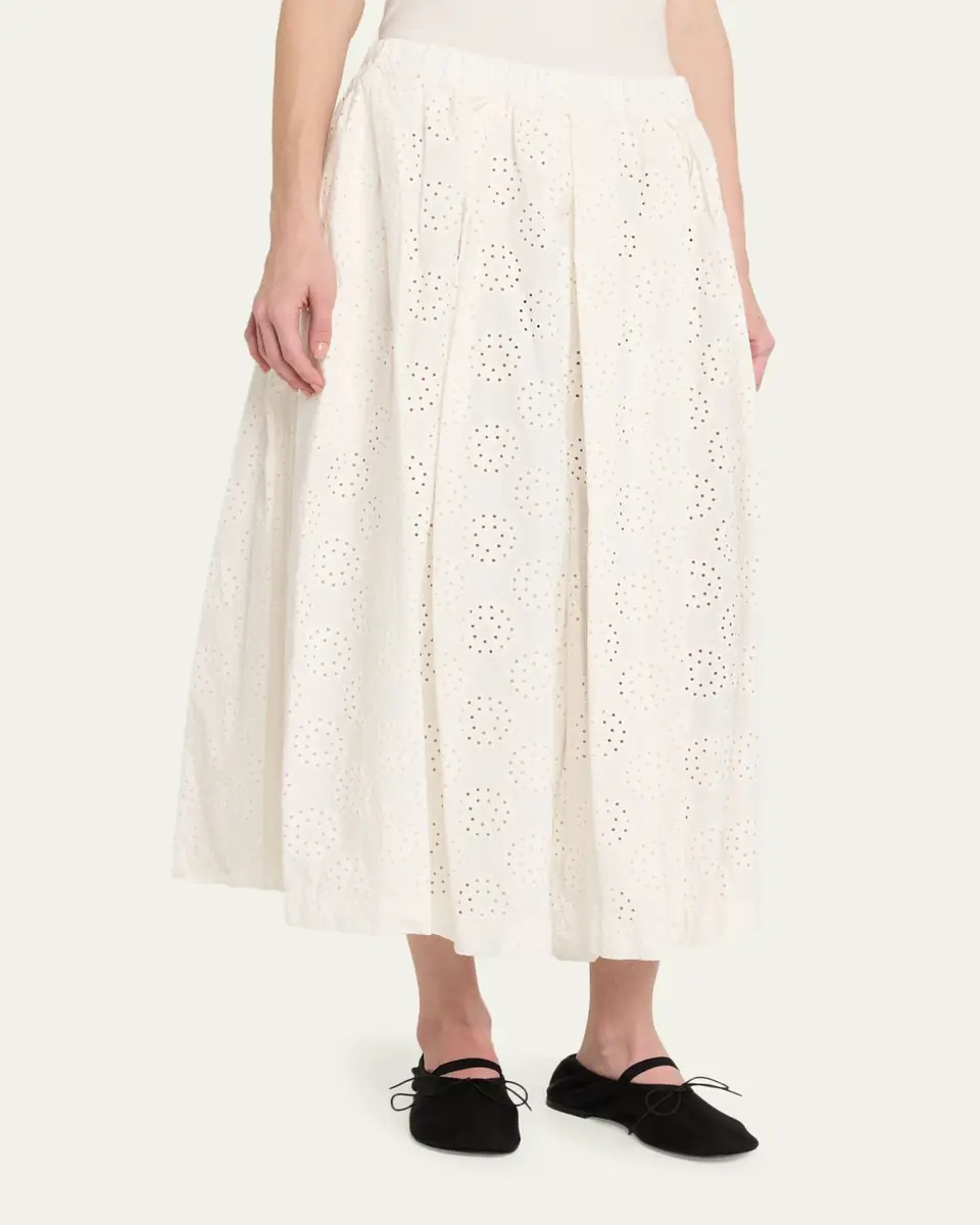 Comme des Garçons Eyelet-Embroidered Cotton Midi Skirt | Thumbnail 4