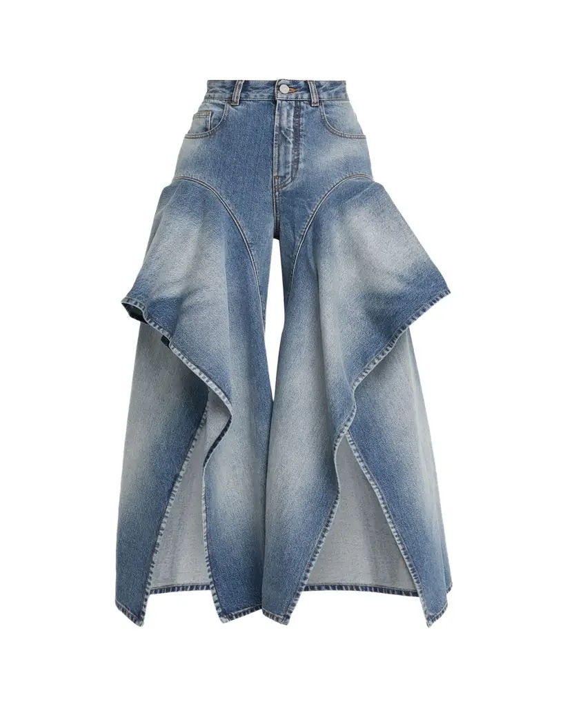ALAÏA Ruffle Wide-Leg Denim Pants | Image 1 ALAÏA Ruffle Wide-Leg Denim Pants | Image 1