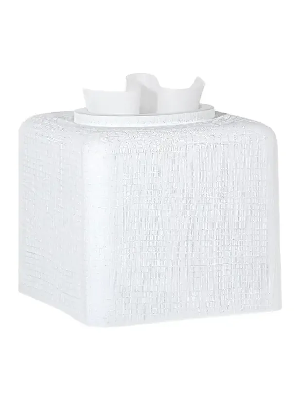 Labrazel Cambric Glass Tissue Box Cover, White Enamel