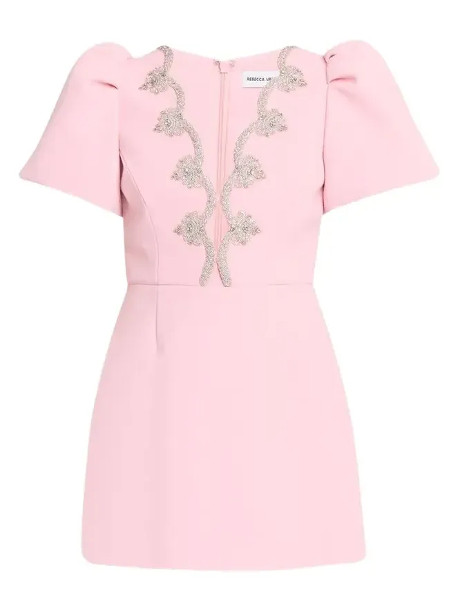 Harlynn Scalloped Diamante-Trim Mini Dress Harlynn Scalloped Diamante-Trim Mini Dress