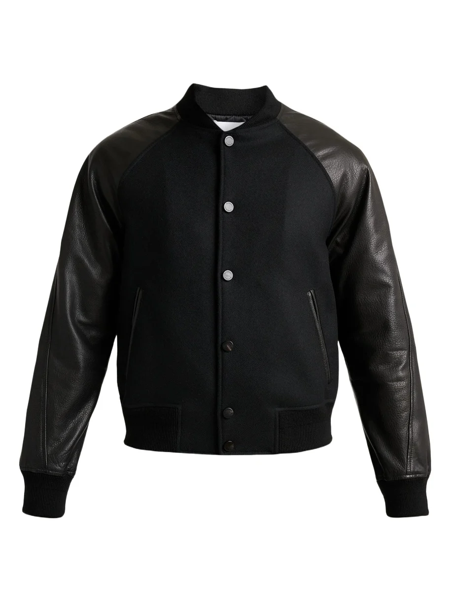 Givenchy Men's Mixed Material Wool and Leather Bomber Jacket