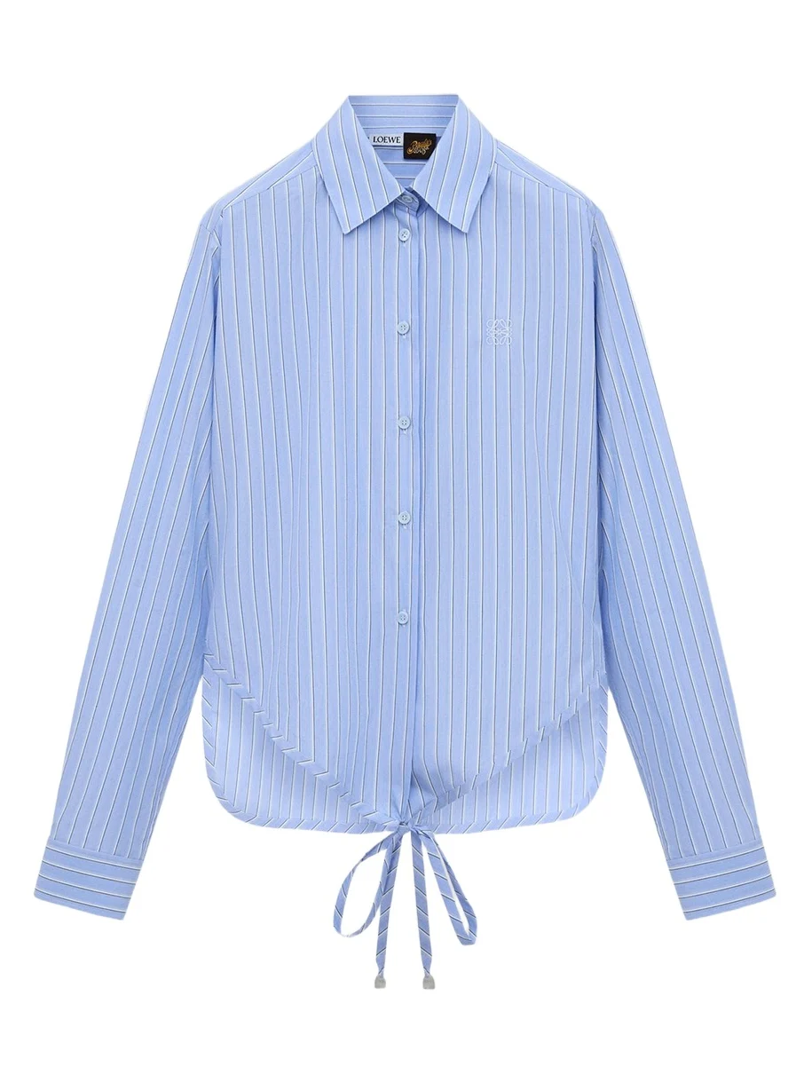 x Paula's Ibiza Striped Cotton Button-Down Wrap Shirt x Paula's Ibiza Striped Cotton Button-Down Wrap Shirt
