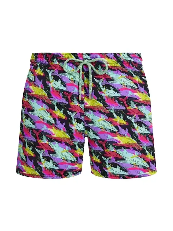 Men's Offset Whale-Print Swim Trunks Men's Offset Whale-Print Swim Trunks
