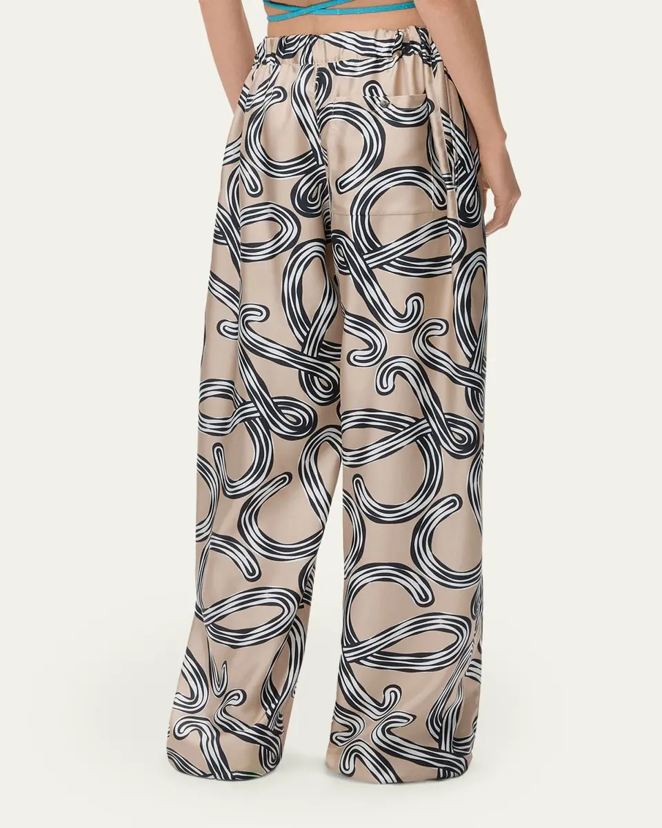 Loewe x Paula's Ibiza Abstract-Print Silk Wide-Leg Pull-On Trousers | Thumbnail 3 Loewe x Paula's Ibiza Abstract-Print Silk Wide-Leg Pull-On Trousers | Thumbnail 3