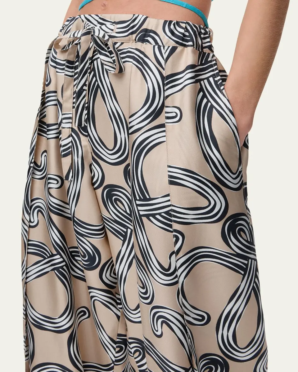 Loewe x Paula's Ibiza Abstract-Print Silk Wide-Leg Pull-On Trousers | Thumbnail 5 Loewe x Paula's Ibiza Abstract-Print Silk Wide-Leg Pull-On Trousers | Thumbnail 5