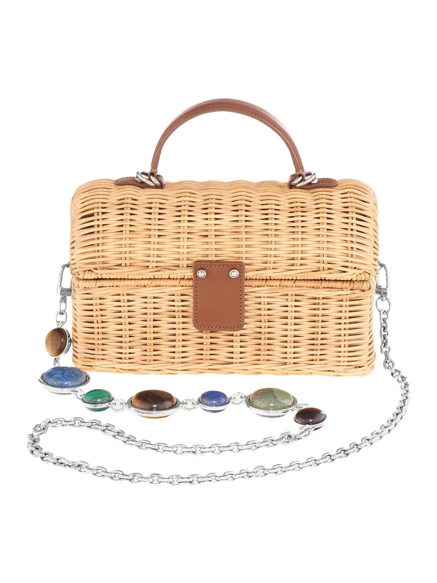Isla Rattan Basket Top-Handle Bag