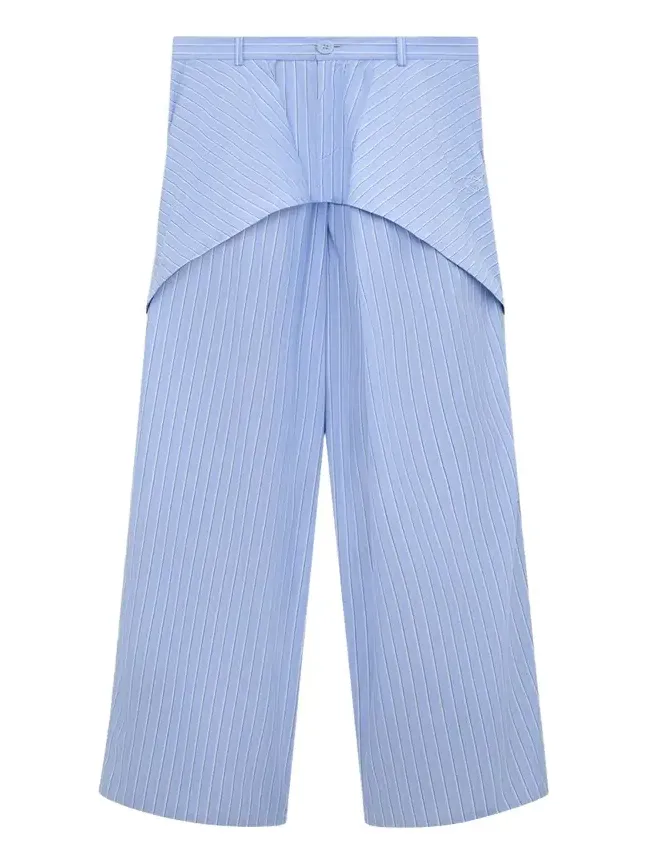 x Paula's Ibiza Striped Cotton Yoked Wide-Leg Trousers