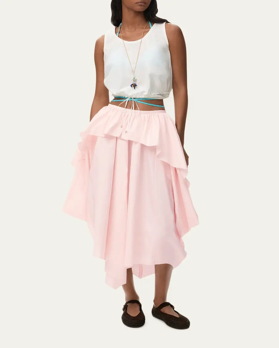 Loewe x Paula's Ibiza Layered Ruffle Cotton Midi Skirt | Thumbnail 2