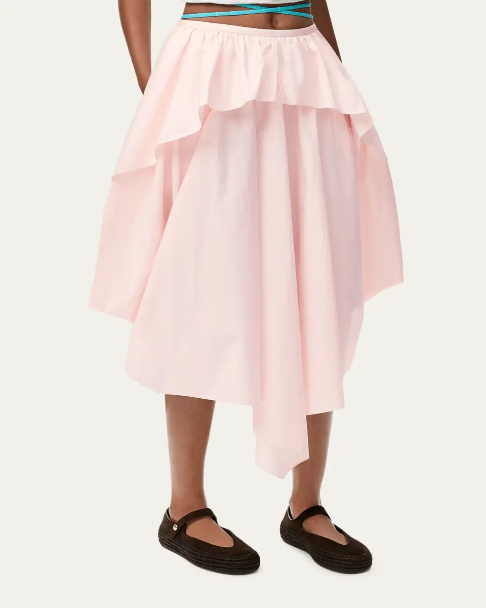 Loewe x Paula's Ibiza Layered Ruffle Cotton Midi Skirt | Thumbnail 4