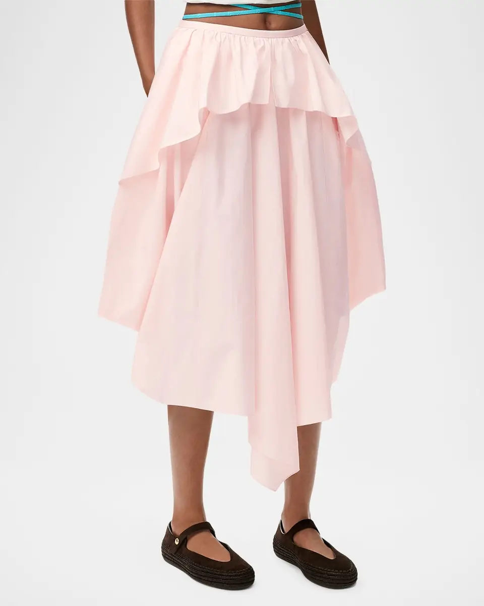 Loewe x Paula's Ibiza Layered Ruffle Cotton Midi Skirt | Thumbnail 8