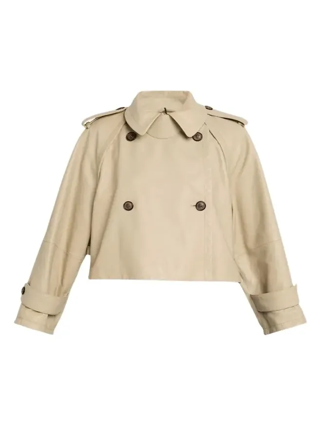 Leather Double-Breasted Boxy Trench Jacket Leather Double-Breasted Boxy Trench Jacket