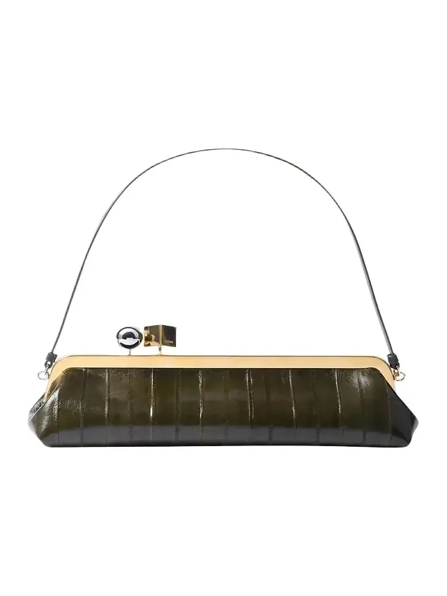 La Pochette Croc-Embossed Leather Clutch