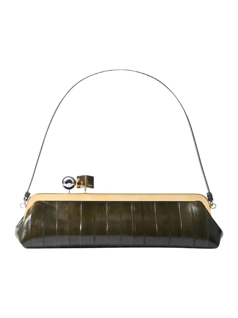 La Pochette Croc-Embossed Leather Clutch La Pochette Croc-Embossed Leather Clutch