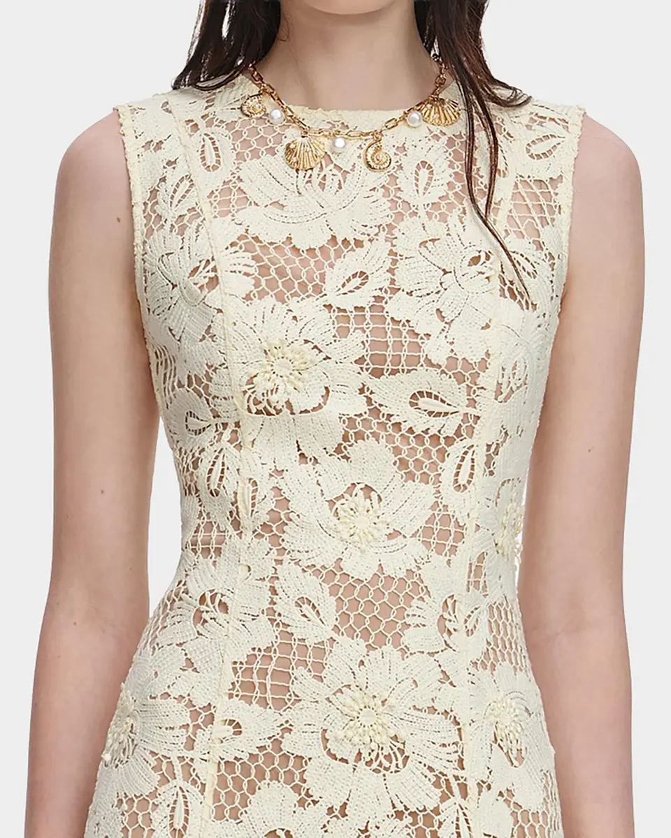 Self-Portrait Crochet Lace Midi Dress | Thumbnail 5