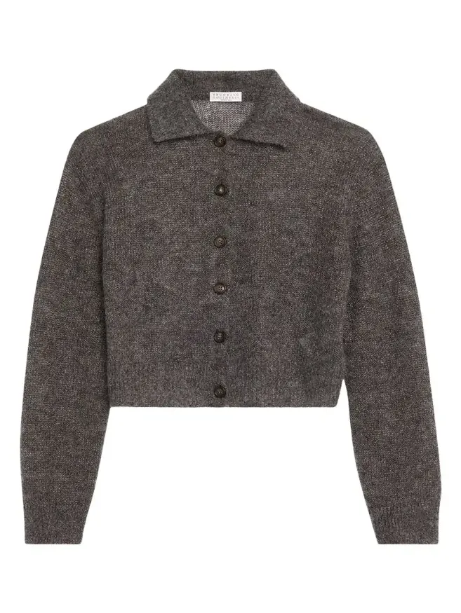 Metallic Cashmere Collared Cardigan Metallic Cashmere Collared Cardigan