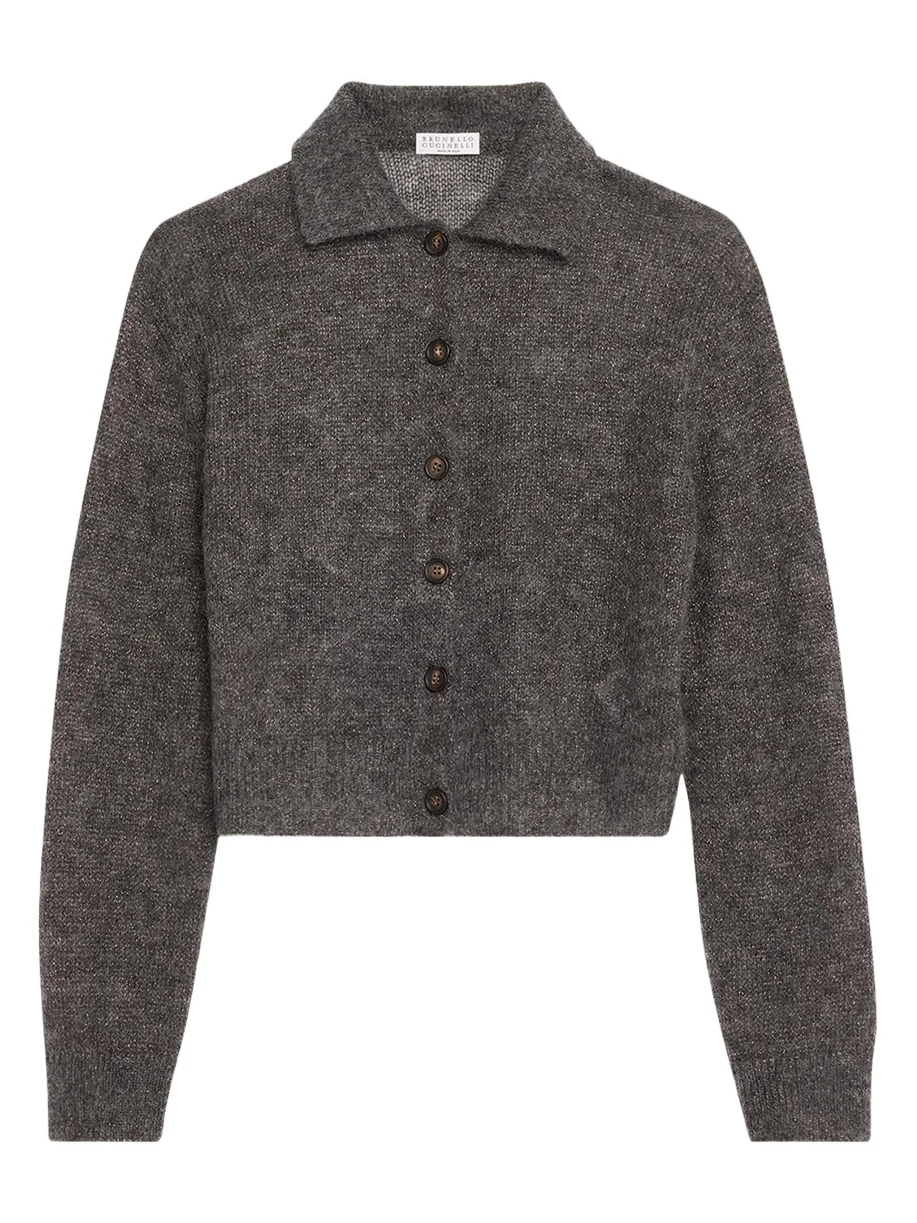 Metallic Cashmere Collared Cardigan