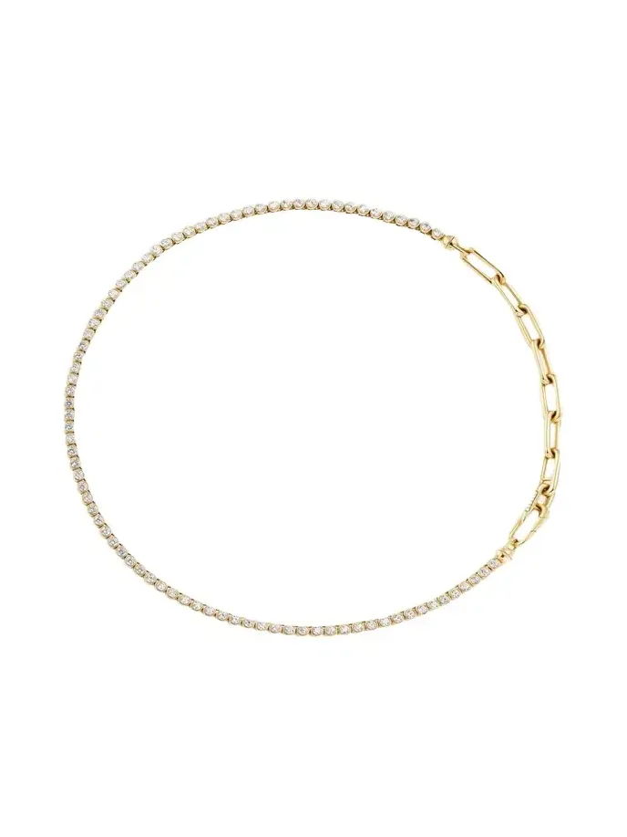 18K Yellow Gold Diamond Bezel and Chain Extender Necklace