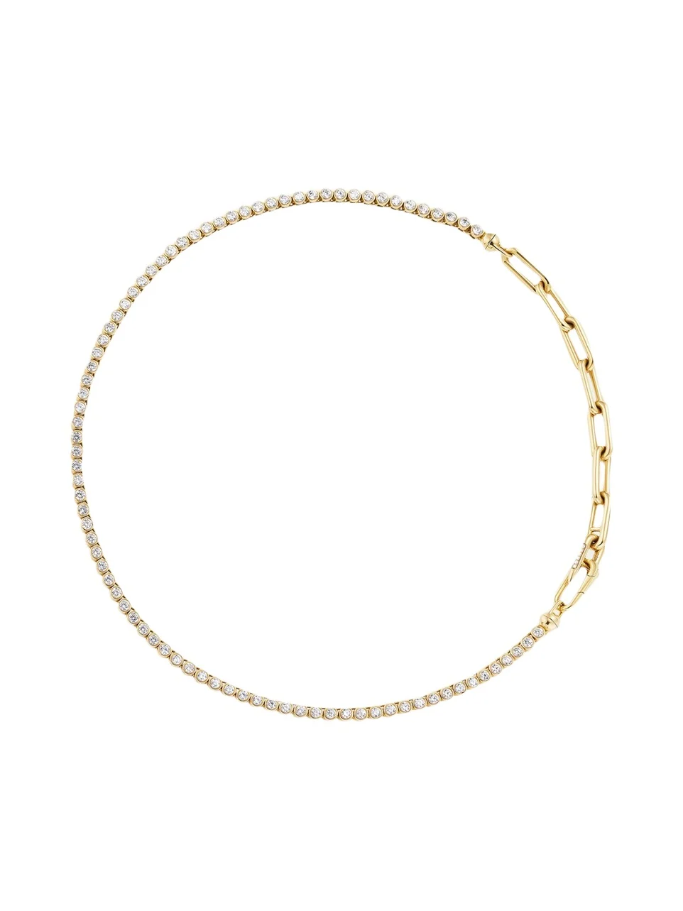 18K Yellow Gold Diamond Bezel and Chain Extender Necklace 18K Yellow Gold Diamond Bezel and Chain Extender Necklace