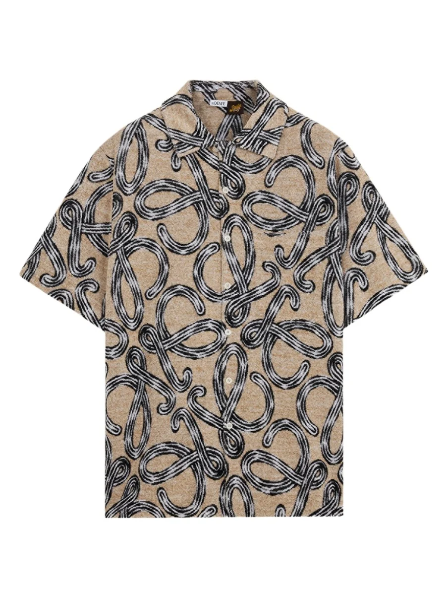 Loewe x Paula's Ibiza Men's Towel Terry Jacquard L-Script Short-Sleeve Shirt