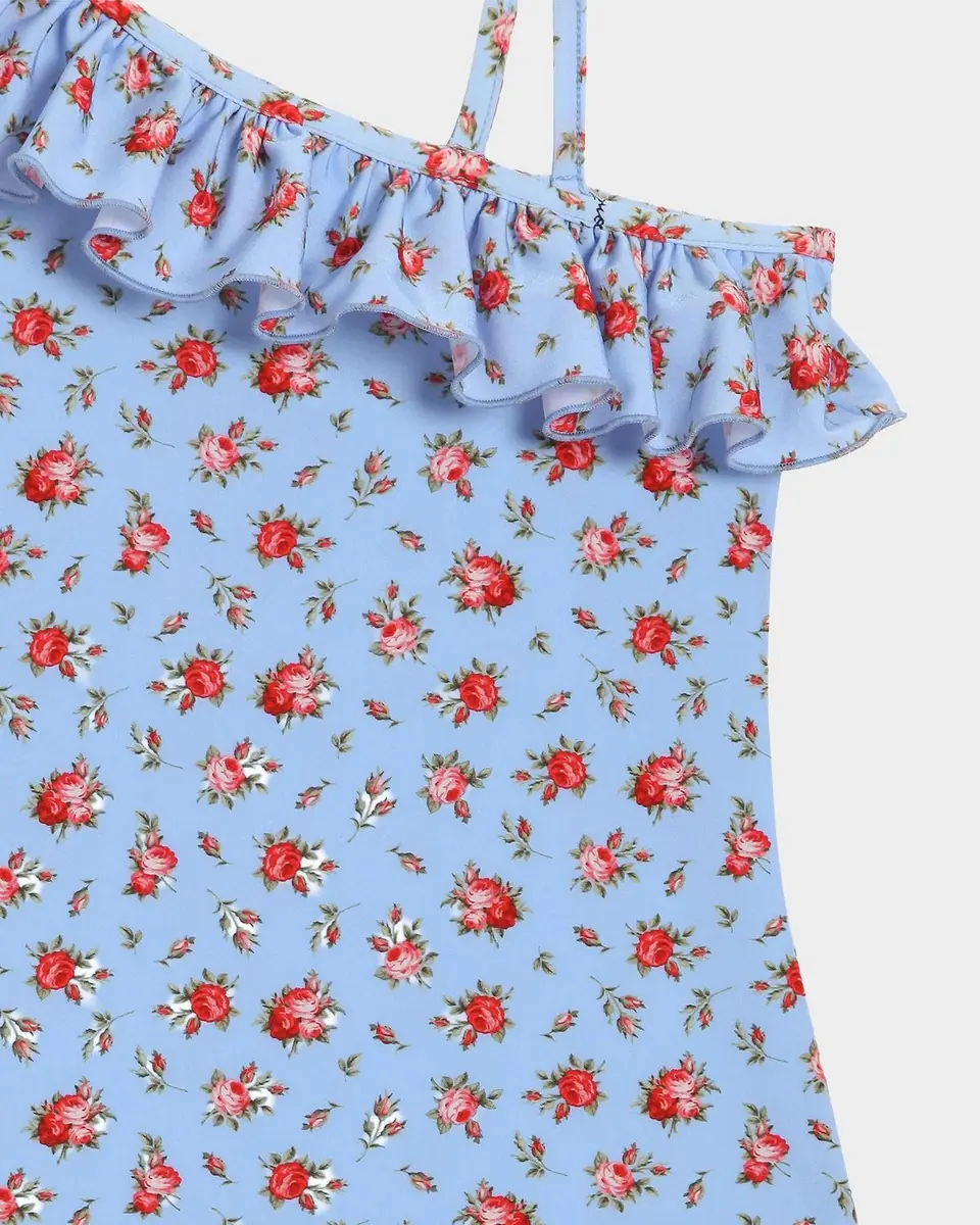 Dolce & Gabbana Girl's Floral-Print Ruffle One-Piece Swimsuit, Size 8-14 | Thumbnail 3