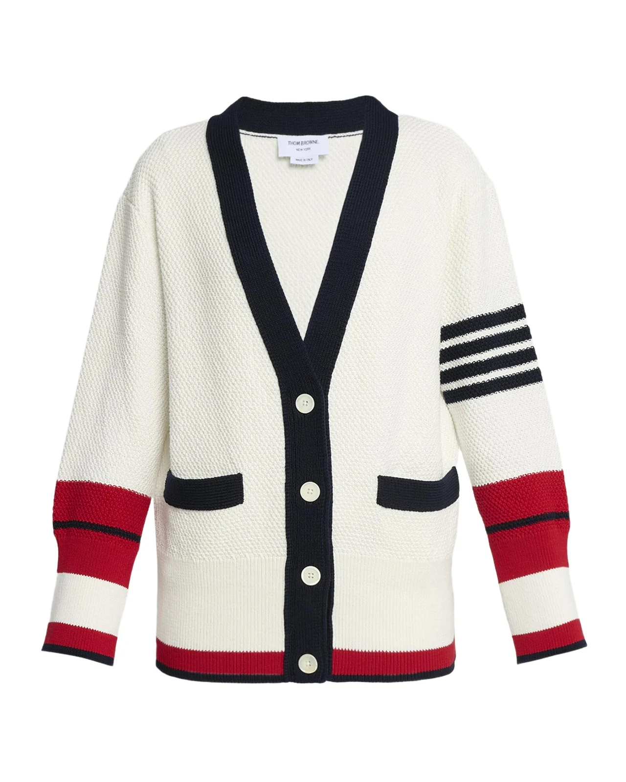 Classic Stripe Tennis V-Neck Cardigan