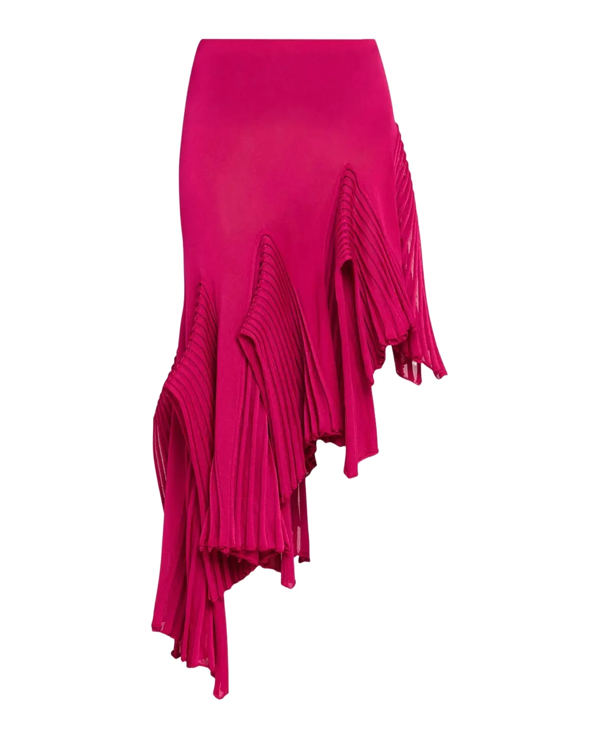 Asymmetric Godet Ruffle Midi Skirt