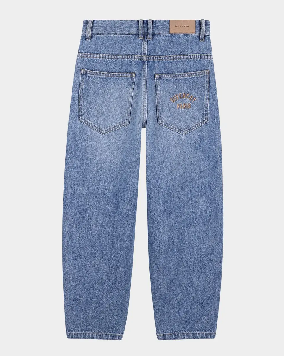 Givenchy Boy's Barrel-Leg Cotton Denim Jeans, Size 8 | Thumbnail 2 Givenchy Boy's Barrel-Leg Cotton Denim Jeans, Size 8 | Thumbnail 2
