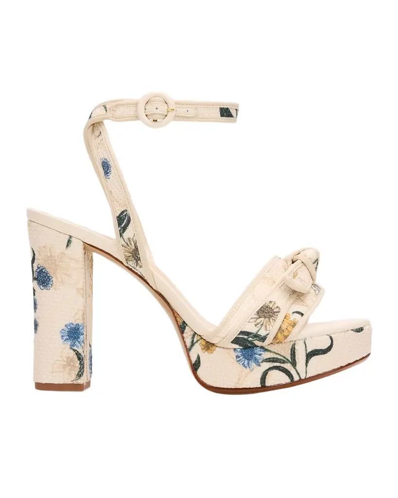 Alexandre Birman 120mm Floral Grosgrain Raffia Platform Sandals | Image 1 Alexandre Birman 120mm Floral Grosgrain Raffia Platform Sandals | Image 1